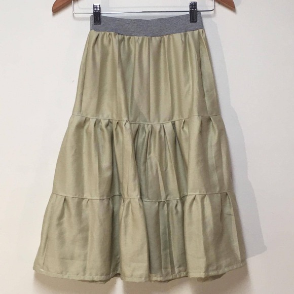 Skirt Girls 6/7 Maxi Green Ruffle Tier 100% Cotton Silky Mom and Pop's Kids - Picture 4 of 9